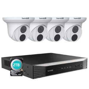 4k security camera system - 4pcs 4k poe security cameras wired, 8mp 8ch nvr with 2tb hdd for 24 hours recording