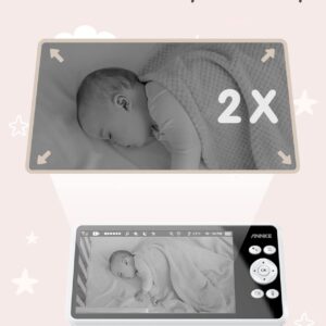 ANNKE Video Baby Monitor, Baby Monitor with 1080P Camera, 5" HD Screen with 4000mAh Battery, Night Vision, Two-Way Talk, Remote Pan Tilt Zoom, Temperature Detection, Lullaby, 1000ft Long Range -Tivona