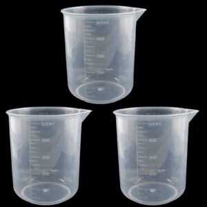 waziaqoc 500ml/17.1oz plastic graduated beaker (3 pack), transparent pp measuring cup mixing cup for kitchen lab