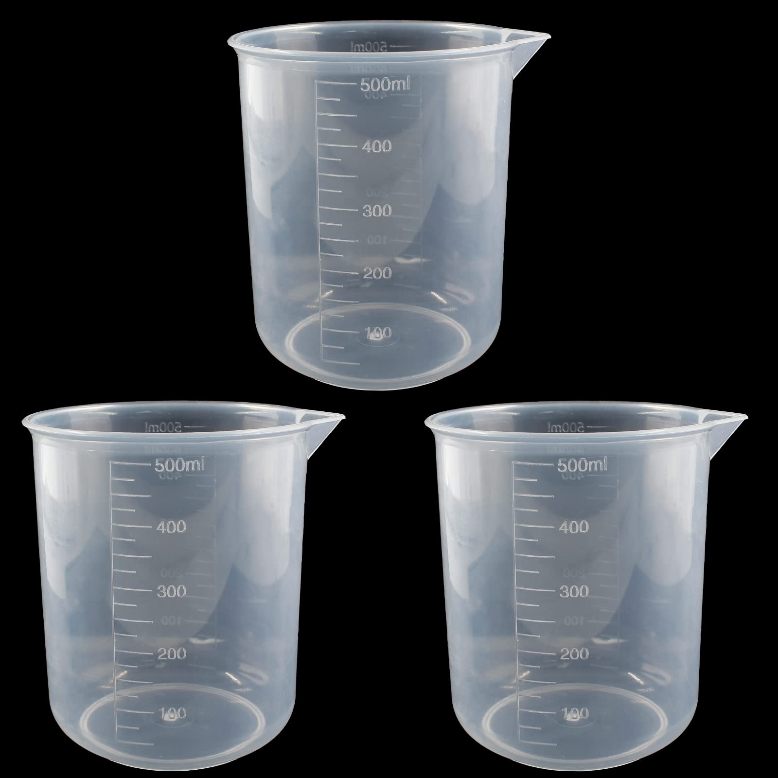 Waziaqoc 500ml/17.1oz Plastic Graduated Beaker (3 Pack), Transparent PP Measuring Cup Mixing Cup for Kitchen Lab