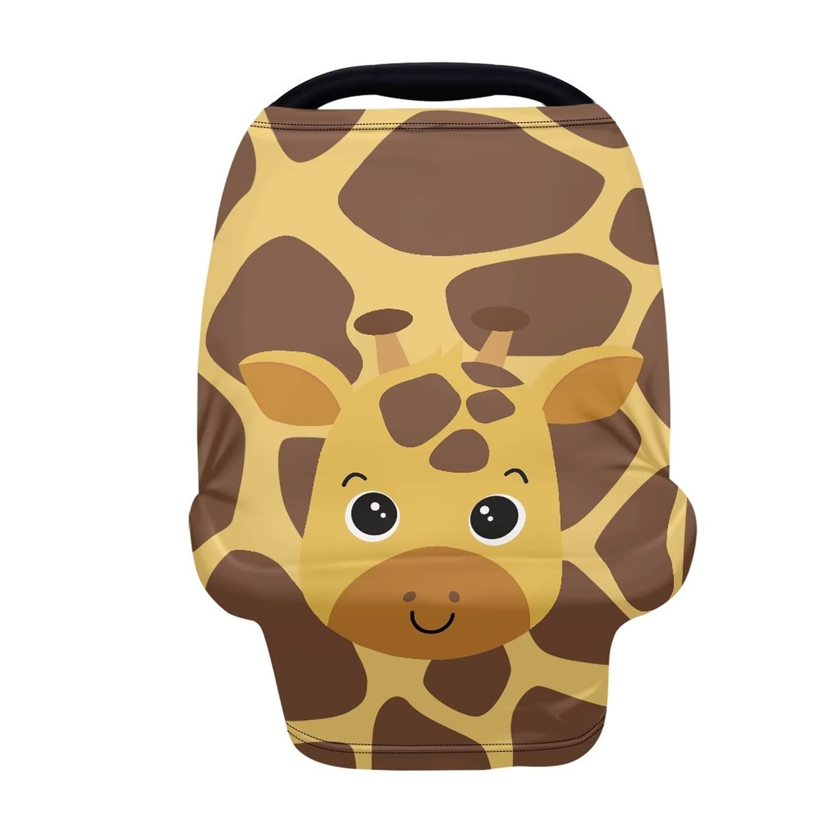 Forchrinse Cartoon Giraffe Infant Carseat Canopy Stretchy Baby Car Seat Cover Nursing Cover for Breastfeeding