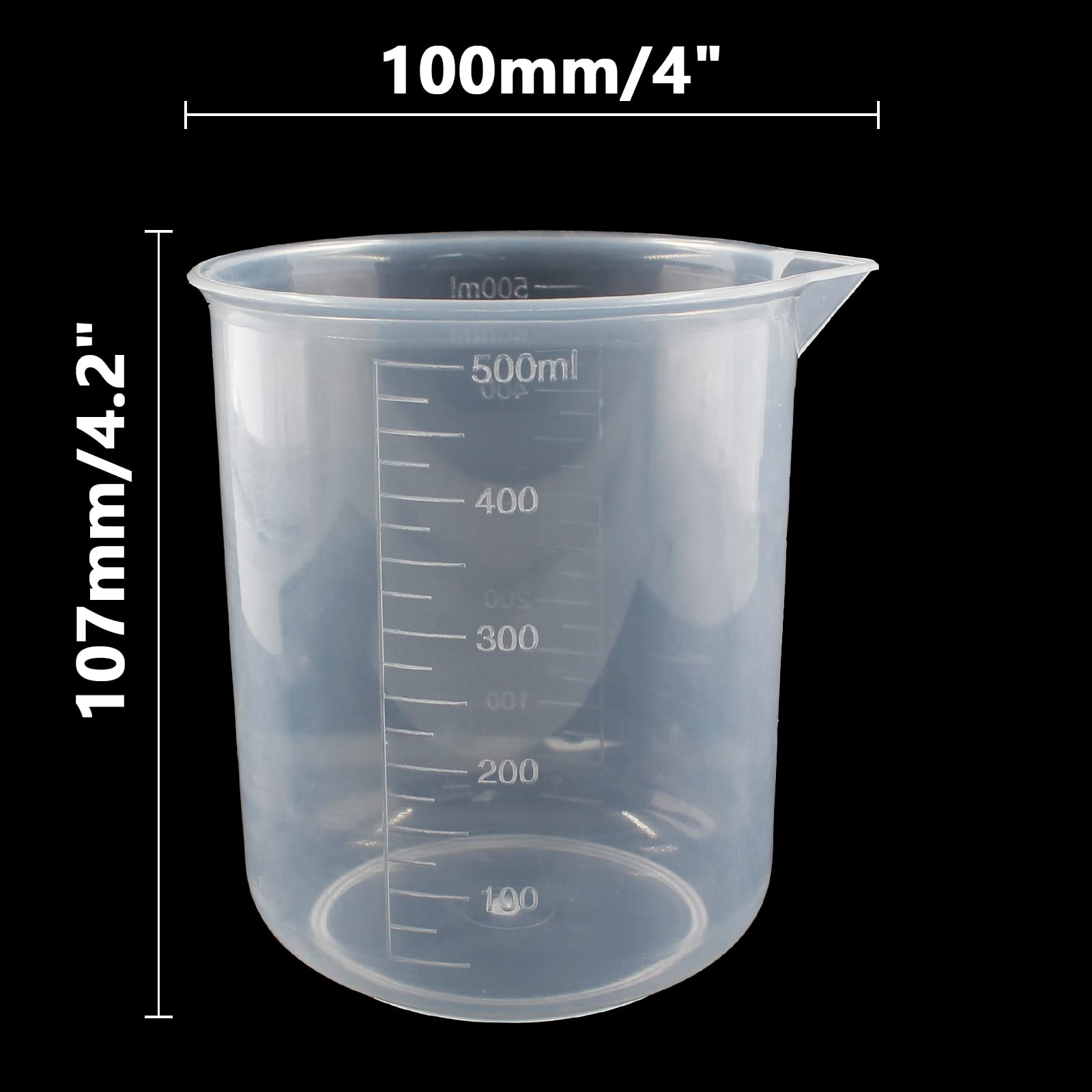 Waziaqoc 500ml/17.1oz Plastic Graduated Beaker (3 Pack), Transparent PP Measuring Cup Mixing Cup for Kitchen Lab