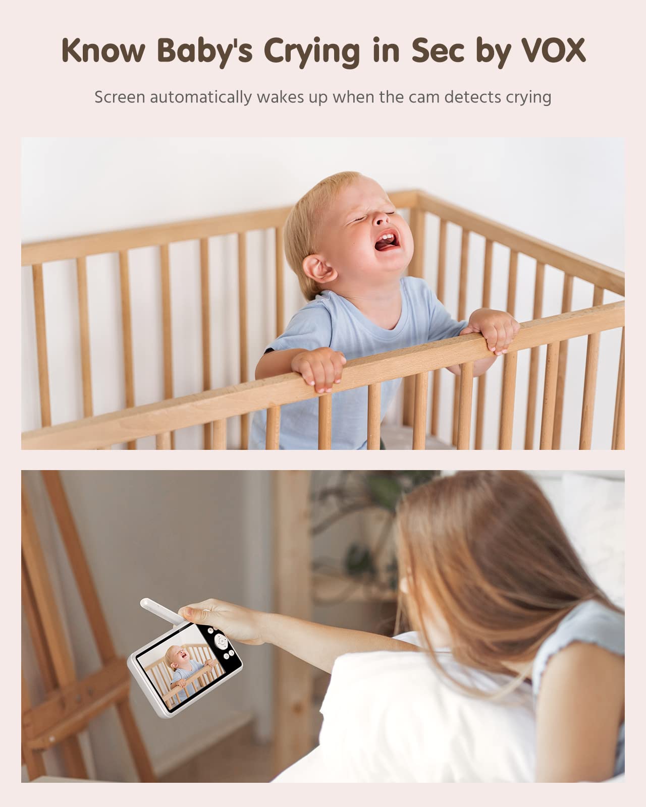 ANNKE Video Baby Monitor, Baby Monitor with 1080P Camera, 5" HD Screen with 4000mAh Battery, Night Vision, Two-Way Talk, Remote Pan Tilt Zoom, Temperature Detection, Lullaby, 1000ft Long Range -Tivona