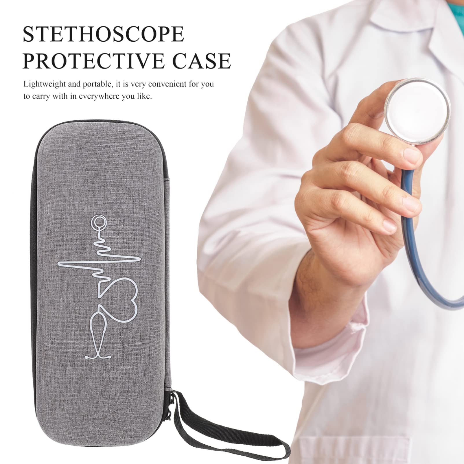 ULTECHNOVO Stethoscope Case with Divider for Accessories, Stethoscope Carrying Bag Travel Case Compatible with 3M /ADC/Stethoscope