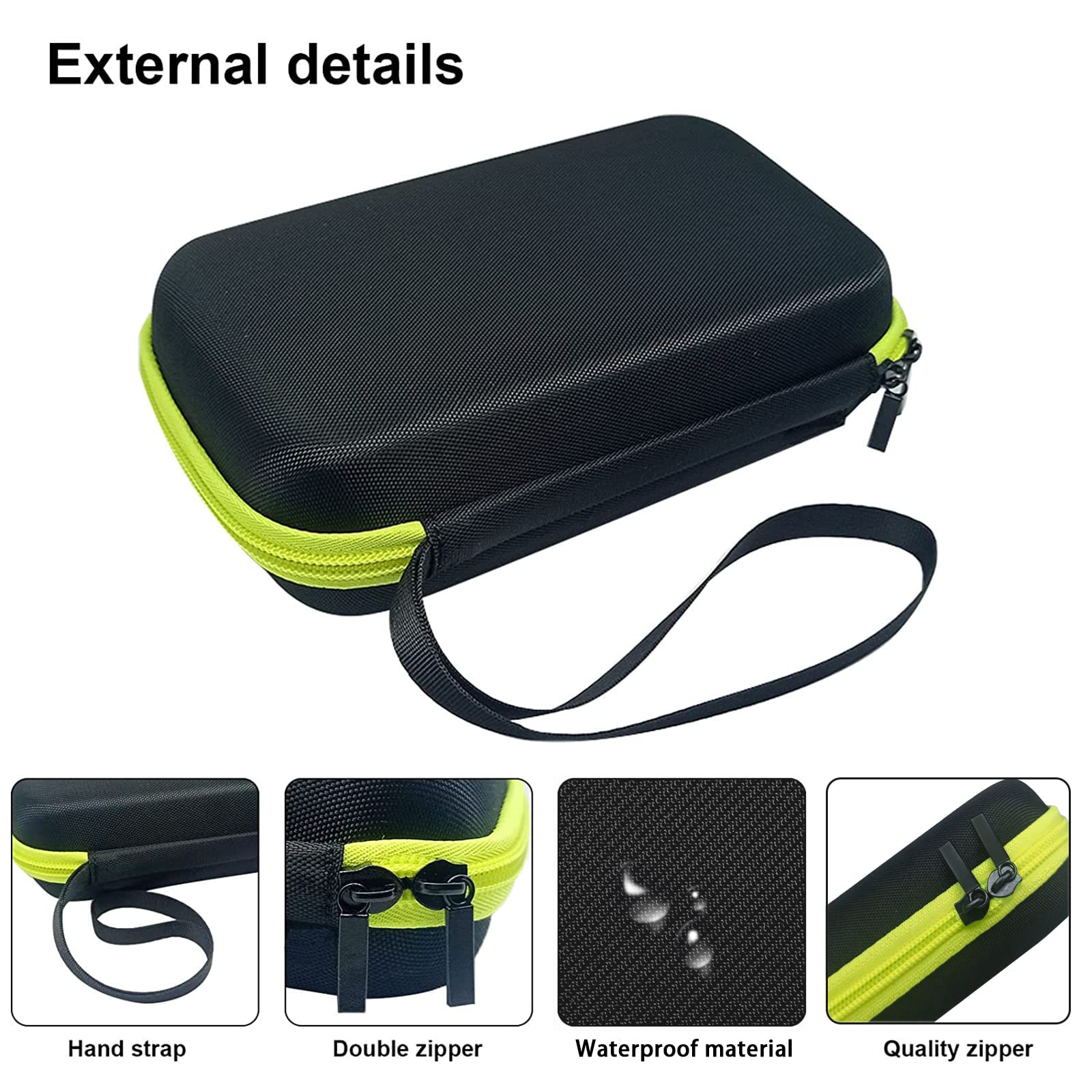 INVODA Hard Case Applicable to Microtouch SOLO Body Trimmer Men Hybrid Electric Shaver Case EVA Waterproof Travel Protective Box One Blade Shaver Carrying Case (Green)