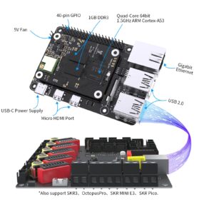 BIGTREETECH CB1 V2.2 + Pi4B Adapter Panel Board Kit, Support with SKR Mini E3 V3.0 Octopus V1.1 Octopus Pro SKR 3 Control Board to Run Klipper VS Raspberry-Pi 4/3B for Voron 3D Printer