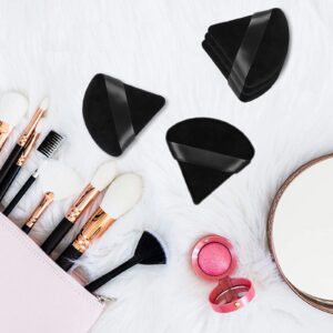 2 Pieces Powder Puff Face Cosmetic 2.76 Inch Soft Triangle Powder Puffs Washable Reusable Velour Cotton Puff Setting Makeup Sponge for Under Eyes and Face Corners Body Loose Powder Makeup Tool (Black)