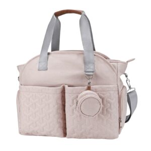 amleso nappy changing bag handbag mom bag large storage two front pockets bag, light pink