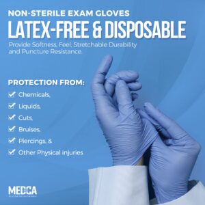 Nitrile Exam Gloves - 100 Count Box Disposable Non-Sterile Gloves - Non-Powder Rubber & Latex-Free, Chemical Resistant, General Gloves for Food Safe, Medical, Janitorial Supply, Blue, X-Large