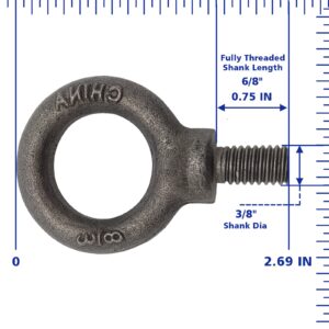 Lifting Shoulder Eye Bolt 3/8"-18 2 Pcs, Industrial Grade Heavy Duty Forged Steel for Truck Tractor Bucket Use As Towing&Pulling Point