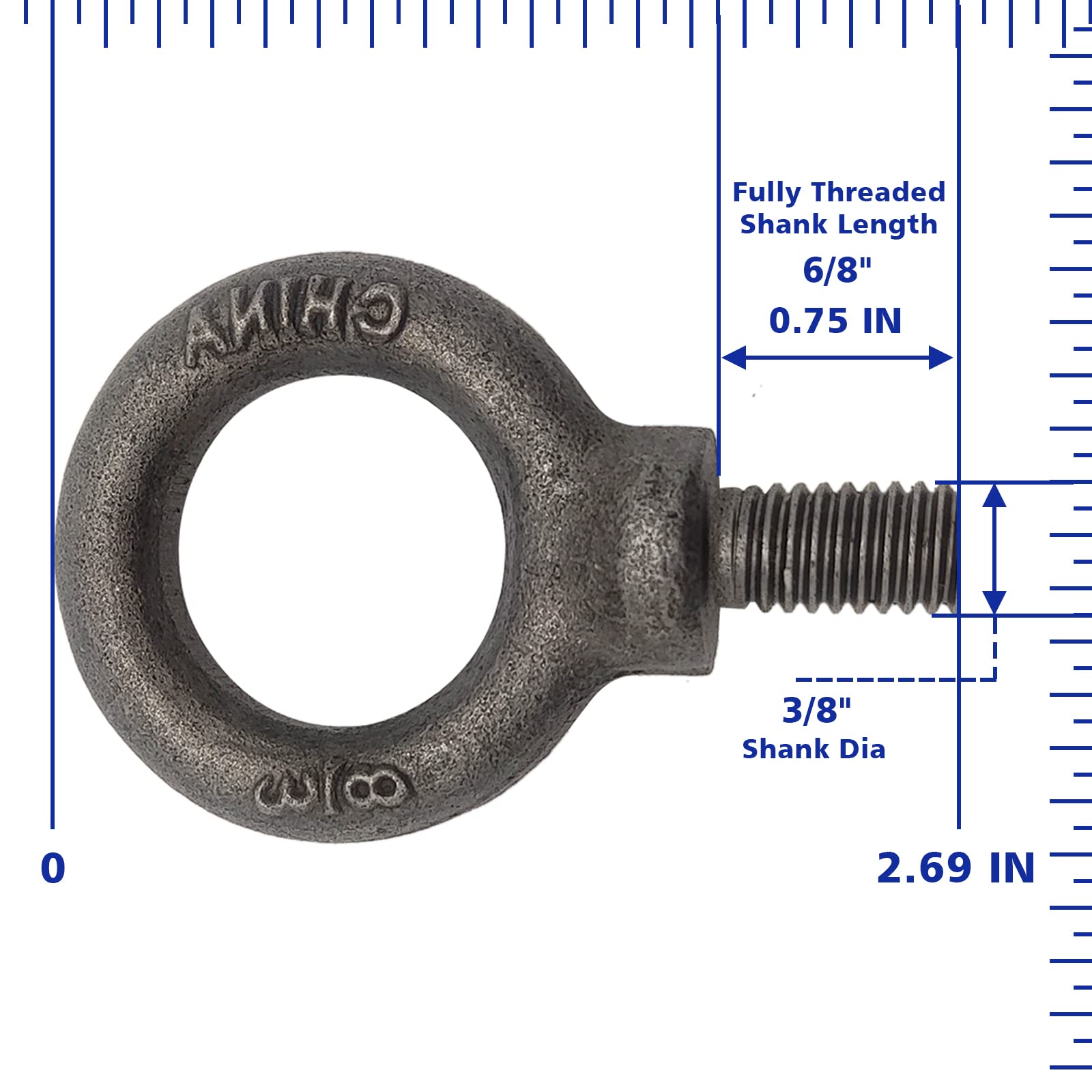 Lifting Shoulder Eye Bolt 3/8"-18 2 Pcs, Industrial Grade Heavy Duty Forged Steel for Truck Tractor Bucket Use As Towing&Pulling Point