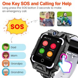 4g Kids Smart Watch W Gps Tracker, Phone Watch W Video Chat 3 Way-call Wifi Sos Touch Screen Child Tracker Phone Watches Christmas Birthday Gift For Boys Girls 3-15 Years W Sim Slot Kids Watch (Black)