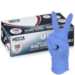 nitrile exam gloves - 100 count box disposable non-sterile gloves - non-powder rubber & latex-free, chemical resistant, general gloves for food safe, medical, janitorial supply, blue, x-large