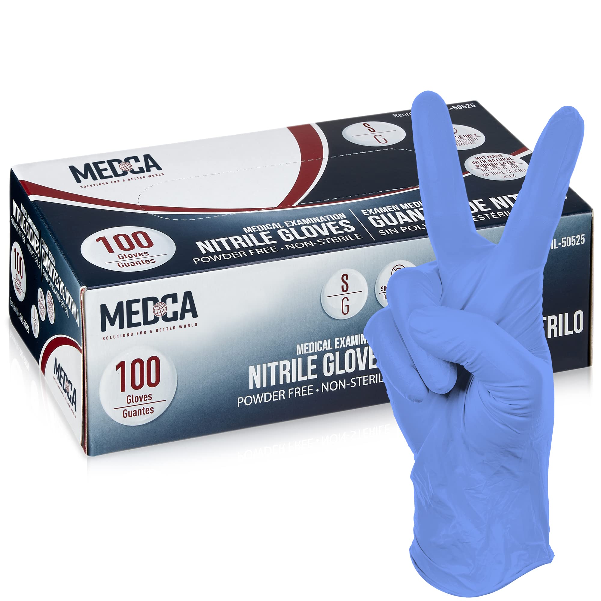 Nitrile Exam Gloves - 100 Count Box Disposable Non-Sterile Gloves - Non-Powder Rubber & Latex-Free, Chemical Resistant, General Gloves for Food Safe, Medical, Janitorial Supply, Blue, X-Large