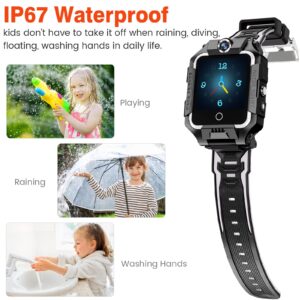 4g Kids Smart Watch W Gps Tracker, Phone Watch W Video Chat 3 Way-call Wifi Sos Touch Screen Child Tracker Phone Watches Christmas Birthday Gift For Boys Girls 3-15 Years W Sim Slot Kids Watch (Black)