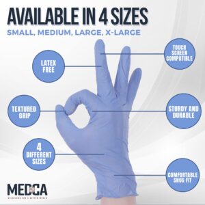 Nitrile Exam Gloves - 100 Count Box Disposable Non-Sterile Gloves - Non-Powder Rubber & Latex-Free, Chemical Resistant, General Gloves for Food Safe, Medical, Janitorial Supply, Blue, X-Large