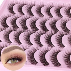 natural lashes cat eye wispy false eyelashes d curl lashes fake eyelashes soft handmade russian strip lashes pack look like extension multipack 16 pairs