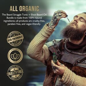 The Beard Struggle Tonic + Elixir Beard Oil Bundle - Gold Collection - Grooming Beard Oil - Softens, Moisturizers, and Strengthens Beard Growth - Pack of 2, Valhalla's Gates