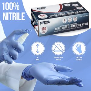 Nitrile Exam Gloves - 100 Count Box Disposable Non-Sterile Gloves - Non-Powder Rubber & Latex-Free, Chemical Resistant, General Gloves for Food Safe, Medical, Janitorial Supply, Blue, X-Large