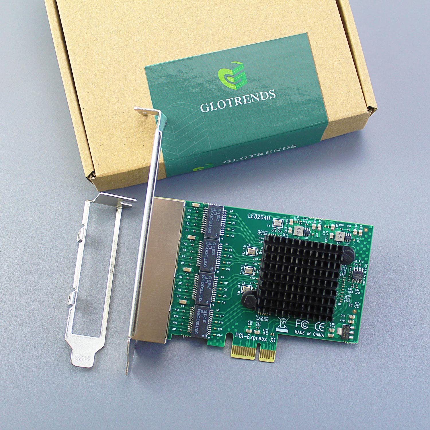 GLOTRENDS LE8204 4-Port Gigabit PCIe Ethernet Network Card, 4 x RTL8111H Chip, 4 x RJ45 LAN Port, PCIe X1 Installation