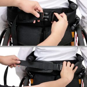 Breathable Wheelchair Support and Safety Belt with Card Organizer, Single Strap Adjustment and Wide Velcro Closure (Aqua Blue)