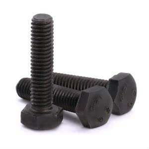 M10-1.5 x 60mm (8 pcs) Black Hexagon Head Bolt, Grade 12.9 Alloy Steel Hex Bolt Full Thread, DIN933