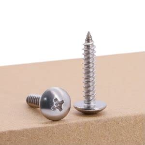 #6 x 1/4 (100 pcs) Truss Head Wood Screws, Self Tapping Screws, 304 Stainless Steel 18/8, Mushroom Head, JISB1122T