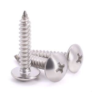 #6 x 1/4 (100 pcs) Truss Head Wood Screws, Self Tapping Screws, 304 Stainless Steel 18/8, Mushroom Head, JISB1122T