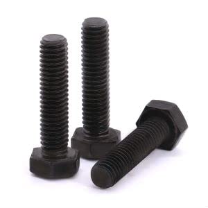 M10-1.5 x 60mm (8 pcs) Black Hexagon Head Bolt, Grade 12.9 Alloy Steel Hex Bolt Full Thread, DIN933