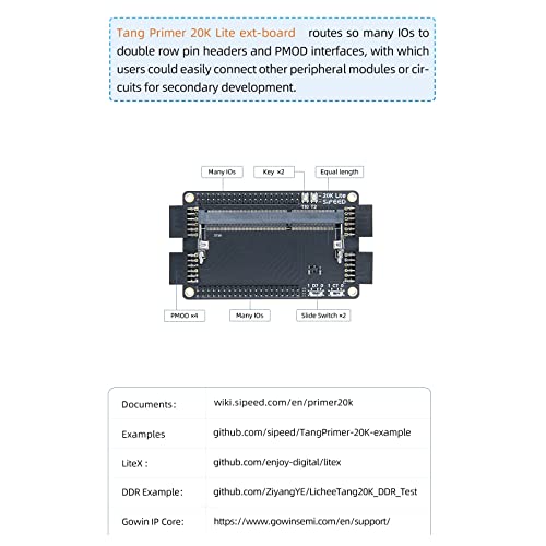 youyeetoo Sipeed Tang Primer 20K FPGA Development Board MCU, with LUT4, PMOD Port *4, for RISC-V and Embedded Development (Lite ext-Board Version)