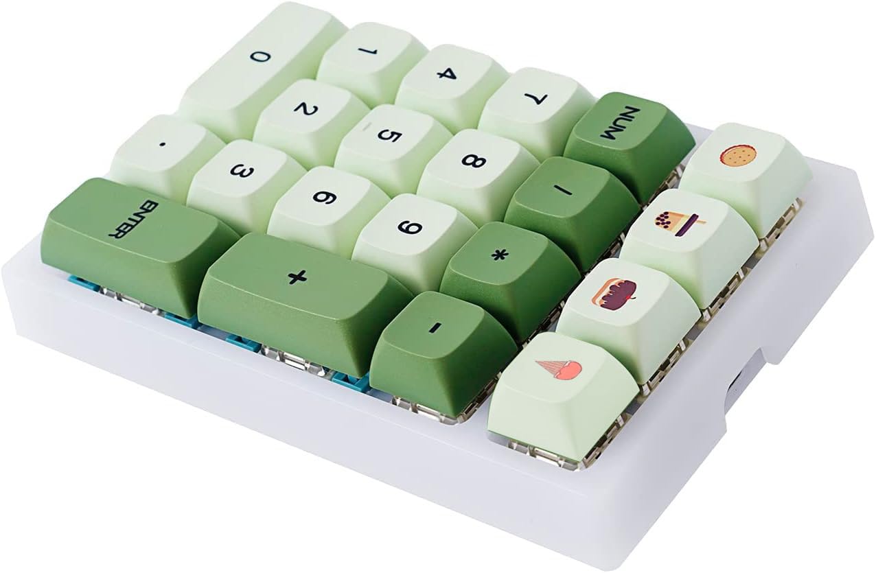 BOYI TD21 Hot Swappable Numpad,21 Keys Mini Numpad Portable Keypad Bluetooth 5.0/2.4GHz/Wired Number Pad Keyboard PBT Keycaps RGB Backlit Type-C Mini Keyboard (Matcha Green XDA Keycaps)