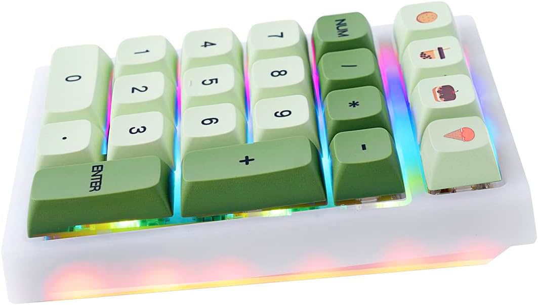 BOYI TD21 Hot Swappable Numpad,21 Keys Mini Numpad Portable Keypad Bluetooth 5.0/2.4GHz/Wired Number Pad Keyboard PBT Keycaps RGB Backlit Type-C Mini Keyboard (Matcha Green XDA Keycaps)