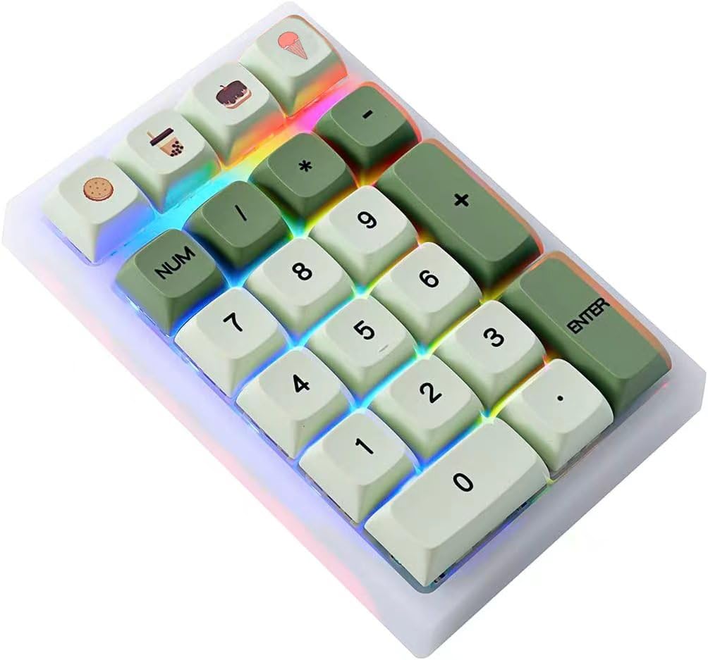 BOYI TD21 Hot Swappable Numpad,21 Keys Mini Numpad Portable Keypad Bluetooth 5.0/2.4GHz/Wired Number Pad Keyboard PBT Keycaps RGB Backlit Type-C Mini Keyboard (Matcha Green XDA Keycaps)