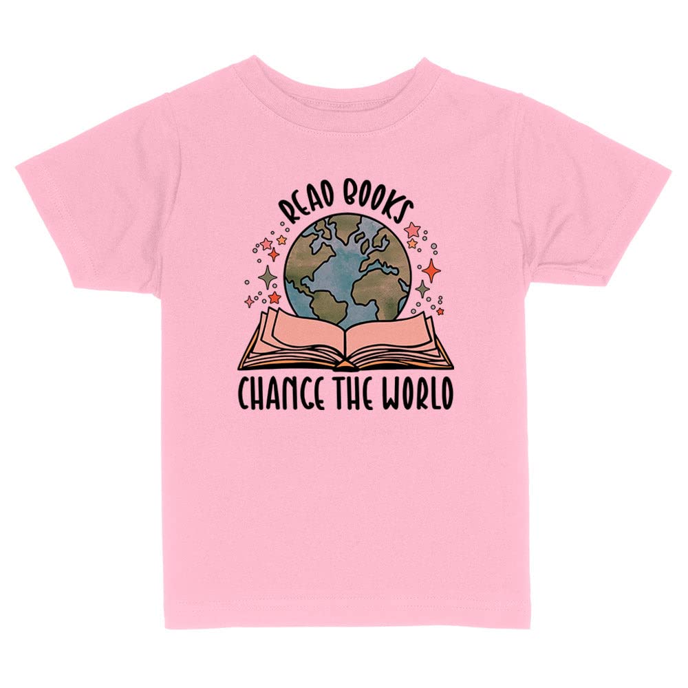 Read Books Change The World Toddler Kids T-Shirt 5T Light Pink