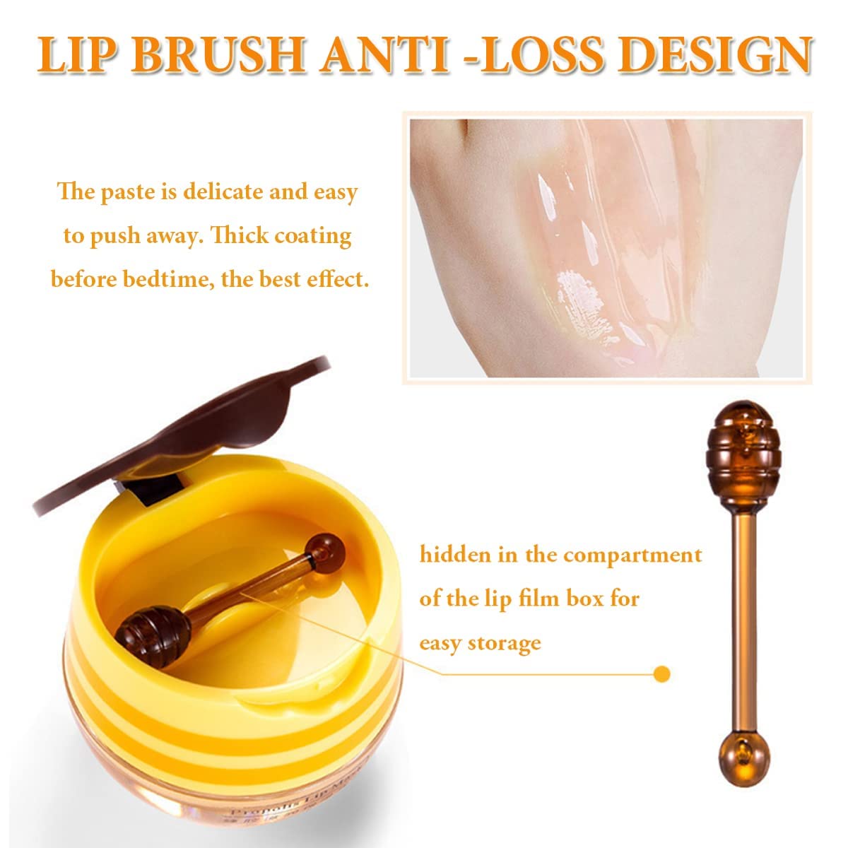 Honey Lip Balm Pot, Propolis Lip Mask, Strawberry Hydrating Propolis Lip Sleeping Mask, Prevent Dry&Cracked, Lip Repair Nourishes the Lip Skin (Honey & Strawberry)