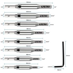 CCTSA Self Centering Drill Bit Set for Hinges, Center Drill Bits VIX Bit Set for Wood Woodworking Door Window Cabinet Hinge Total 10 PCS
