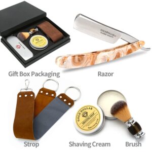 Straight Razor Shaving Kit Gold Dollar Acrylic Handle Retro Shaving For Men & Barber Shaving Ready Without Stabilizer