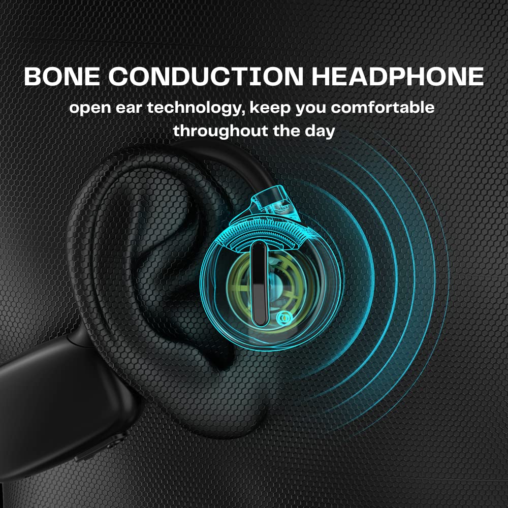 Bingozones Bone Conduction Headphones Prime Deals Today 2023 Bluetooth Open Ear Headphones IPX8 Waterproof Earphones Include MP3 with Build in Mic for TF Card Swimming,Running, Cycling, Driving,