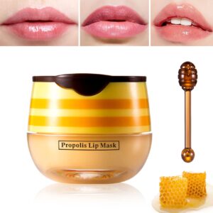 Lip Balm Honey Pot,Honey Lip Balm,Hydrating & Prevention Dry and Cracked Sleeping Lip Mask Lip Scrubs Exfoliator & Moisturizer With Applicator Lip Care Products for Dry Lips