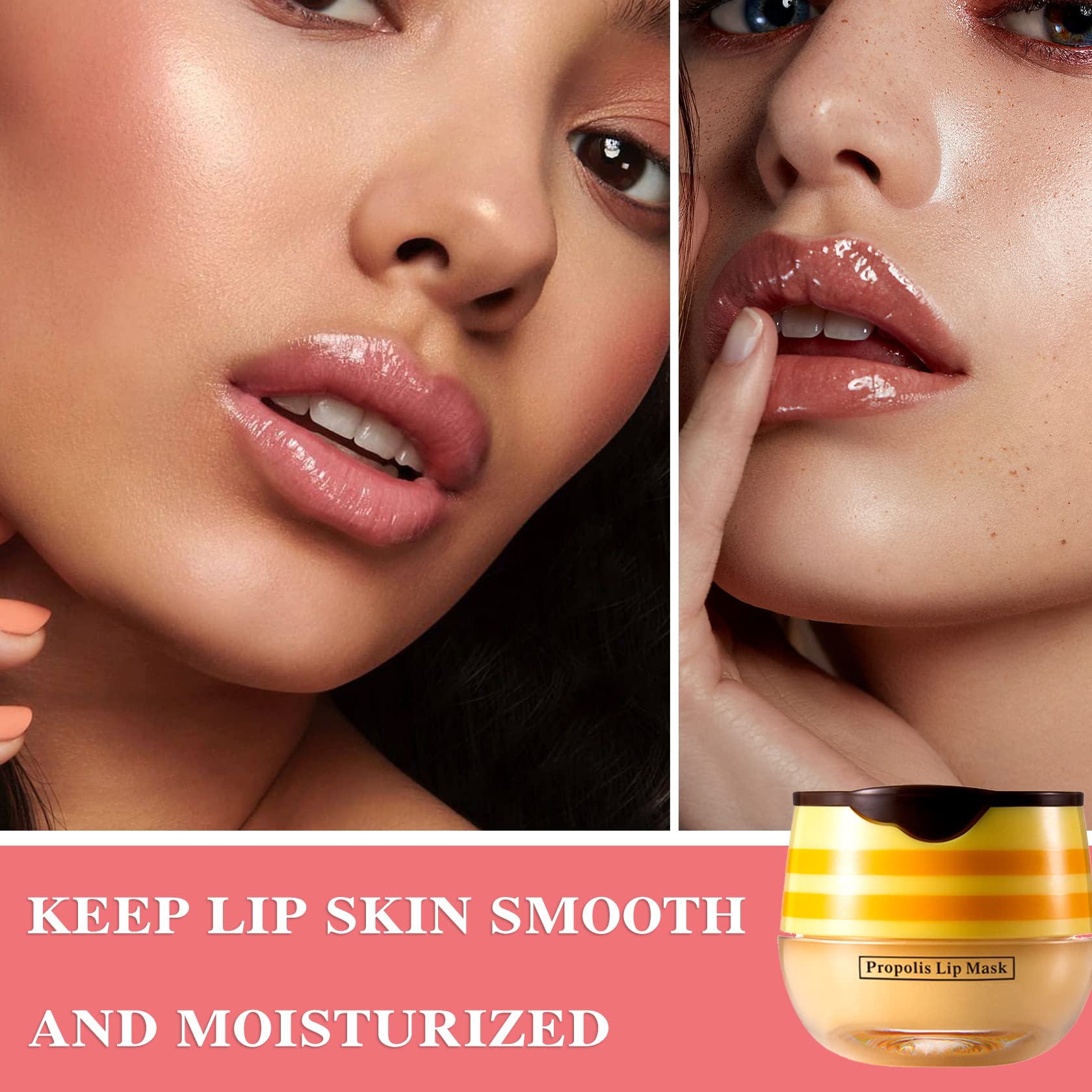 Lip Balm Honey Pot,Honey Lip Balm,Hydrating & Prevention Dry and Cracked Sleeping Lip Mask Lip Scrubs Exfoliator & Moisturizer With Applicator Lip Care Products for Dry Lips