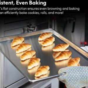 CURTA 6 Pack Aluminum Sheet Pan, NSF Listed Full Size 26 x 18 inch Commercial Bakery Cake Bun Pan, Baking Tray