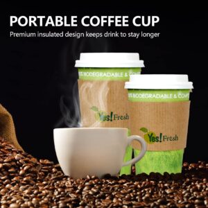 Yes!Fresh Disposable Hot Paper Cup,To Go Hot Cups for Coffee, Hot Liquid, Chocolate, Juice,Suitable for Party, Picnic, Travel, and Events (16 oz, 100 Count, Green)