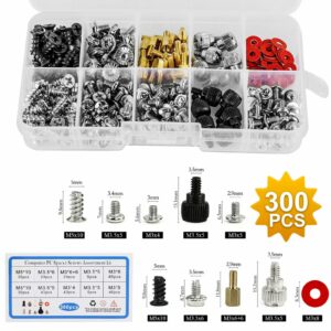 TECKEEN 300 Pack M3 M3.5 M5 Assorted Compater PC Hard Drive Motherboard Case Fan Screws