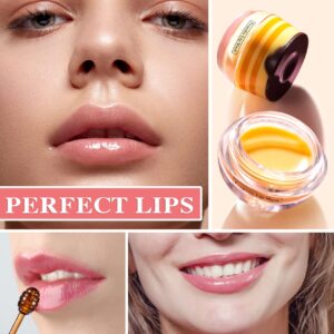 Lip Balm Honey Pot,Honey Lip Balm,Hydrating & Prevention Dry and Cracked Sleeping Lip Mask Lip Scrubs Exfoliator & Moisturizer With Applicator Lip Care Products for Dry Lips