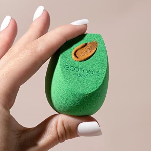 EcoTools Green Tea Bioblender, Compostable Makeup Blending Sponge, For Foundation & Base Coverage, Skin-Calming, Natural Infusion, Cruelty Free & Vegan, Packaging May Vary, 1 Count