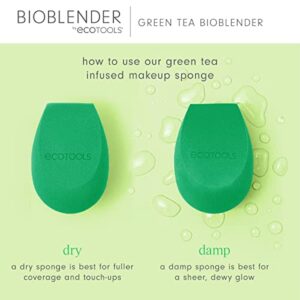 EcoTools Green Tea Bioblender, Compostable Makeup Blending Sponge, For Foundation & Base Coverage, Skin-Calming, Natural Infusion, Cruelty Free & Vegan, Packaging May Vary, 1 Count