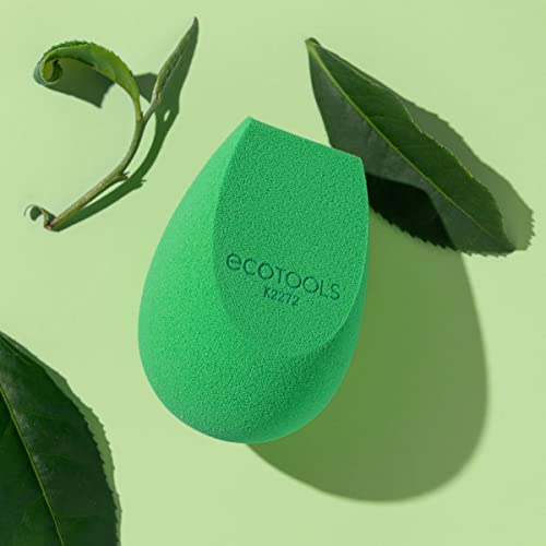 EcoTools Green Tea Bioblender, Compostable Makeup Blending Sponge, For Foundation & Base Coverage, Skin-Calming, Natural Infusion, Cruelty Free & Vegan, Packaging May Vary, 1 Count