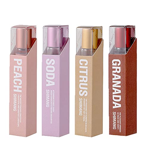 Grospe 4PCS Women Perfume, Eau De Parfum Perfume Oil Roll-On Perfumes for Women and Men by Fresh Flower Fruit Fragrances, 10 ml / 0.33 fl Oz (Fruit Fragrance Series)