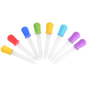 Toyvian 8 Pack Liquid Droppers Silicone and Plastic Pipettes 3ml Clear Liquid Medicine Eye Dropper with Bulb Tip for Candy (Random Color)