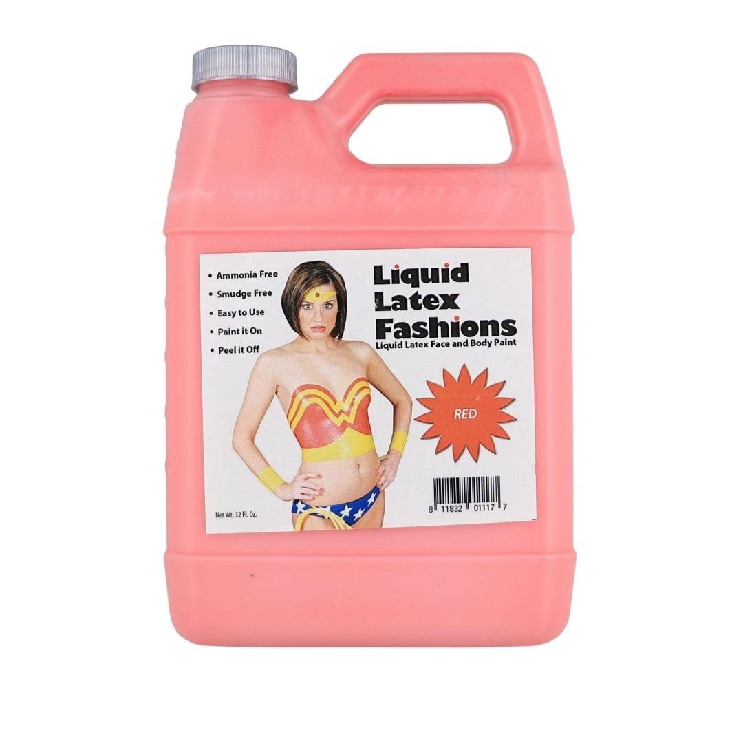 Red Liquid Latex Body Paint - 32 Oz for Adults and Kids, Zombie Skin Makeup Paint, Ideal for Schools, Parties, Theater, Cosplays, Carnivals